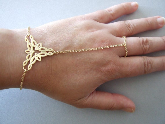 Buy 14K Real Gold Hand Bracelet/ Vintage Slave Bracelet With Stone / Rose  Gold Finger Ring / Wedding Bracelet/dainty Slave Bracelet for Women Online  in India - Etsy