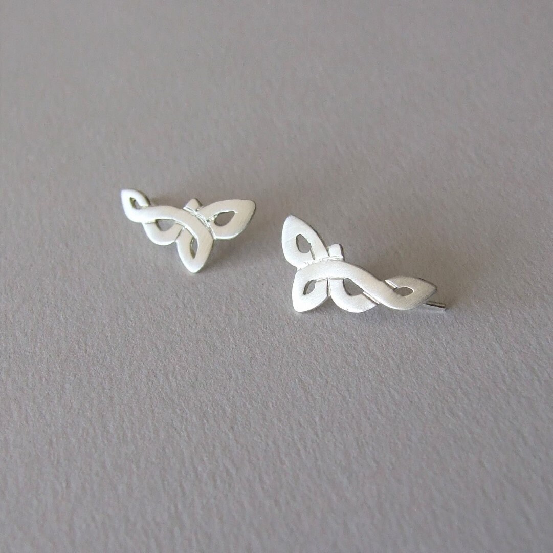 Orecchini A Cerchio Con Nodo Celtico In Argento Sterling 925 - Piccoli Cerchi A Cuore, Gioielli Irlandesi