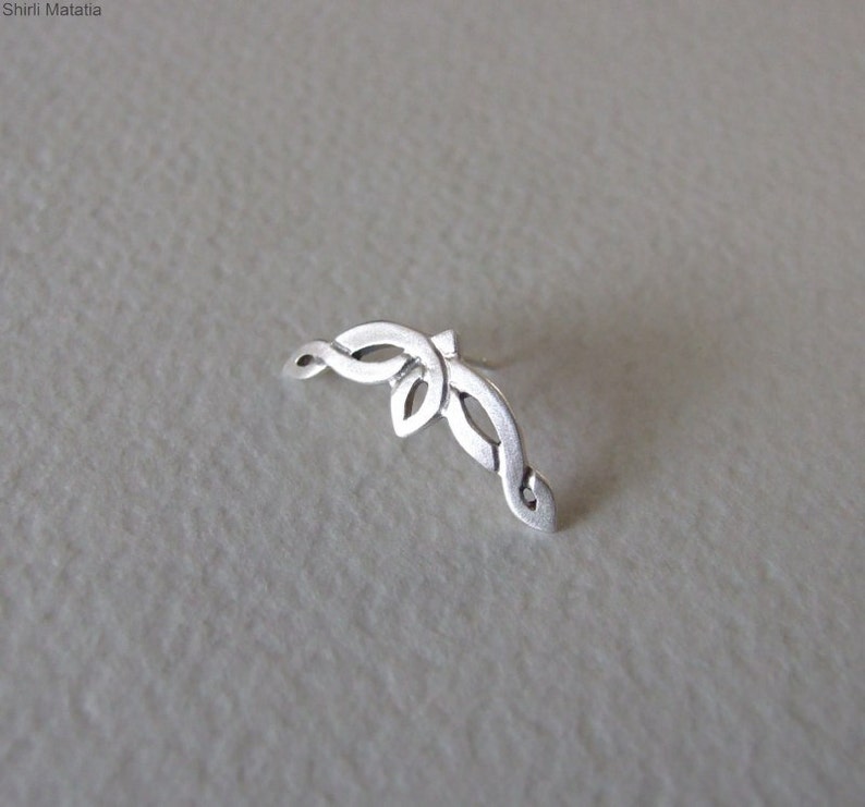 14k White Gold Celtic Cartilage Earring Etsy