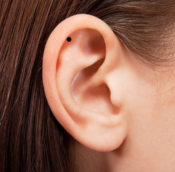 14K REAL Solid Gold Matte-Finish Heart Ear Cartilage Stud Earring Piercing  18G