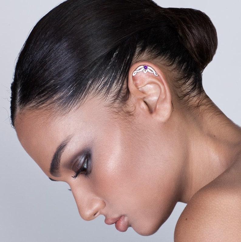 Personalized Helix Earring gold ear piercing , helix piercing , celtic ear piercing , helix piercing , birthstone helix , helix stud image 1