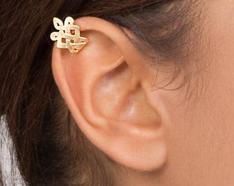 Ear Cuff no piercing - gold ear cuff, ear cuff,  celtic ear cuff , celtic jewelry , ear cuff non pierced , solid gold ear cuff