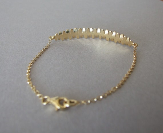Gold Fern Leaves Bracelet - Solid Gold Bracelet , Woodland Gold Fern Leaves Bracelet - Solid Gold Bracelet , Woodland