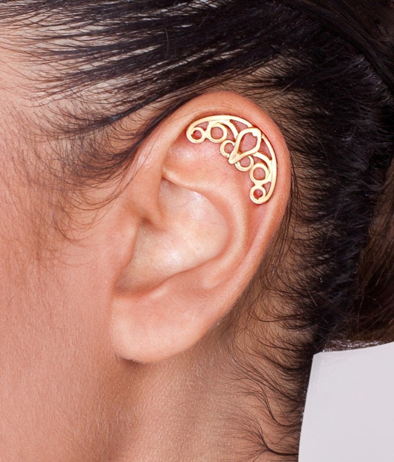 14k Gold Celtic Cartilage Earring Gold Ear Cuff Cartilage Etsy