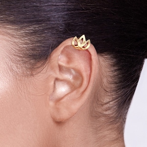 14k Gold keltische Tulpe Ohrmanschette - Ohrmanschette nicht durchbohrt, Gold Ohrmanschette, solide Gold Ohrmanschette, keltische Ohrmanschette, Tulpen Ohrmanschette