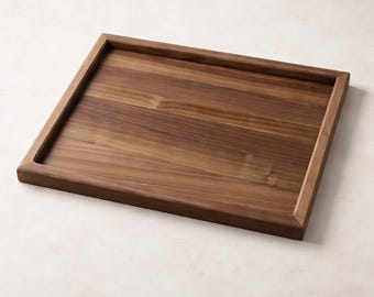 Black Walnut Serving Tray, solid wood coffee and breakfast tray, handmade minimalist tabletop serving tray