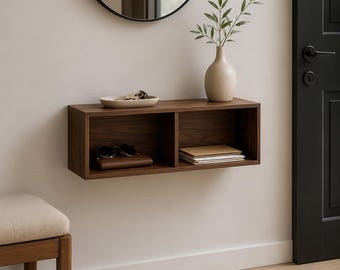 Handmade Solid Walnut Floating Nightstand, Wall Mounted Bedside Table, Floating Side Table, Wood Shelf for Bedroom and Small Spaces