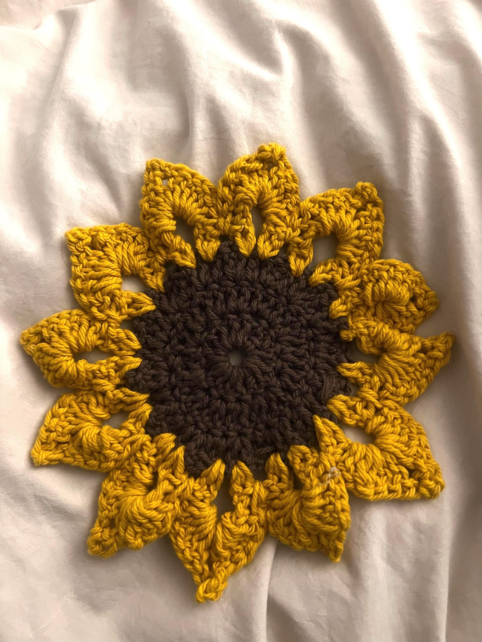 Crochet Sunflower Coaster Pattern — Easy Beginner Kitchen Decor PDF ...