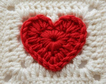 Crochet Heart Granny Square Pattern — Easy Valentine Blanket Block PDF