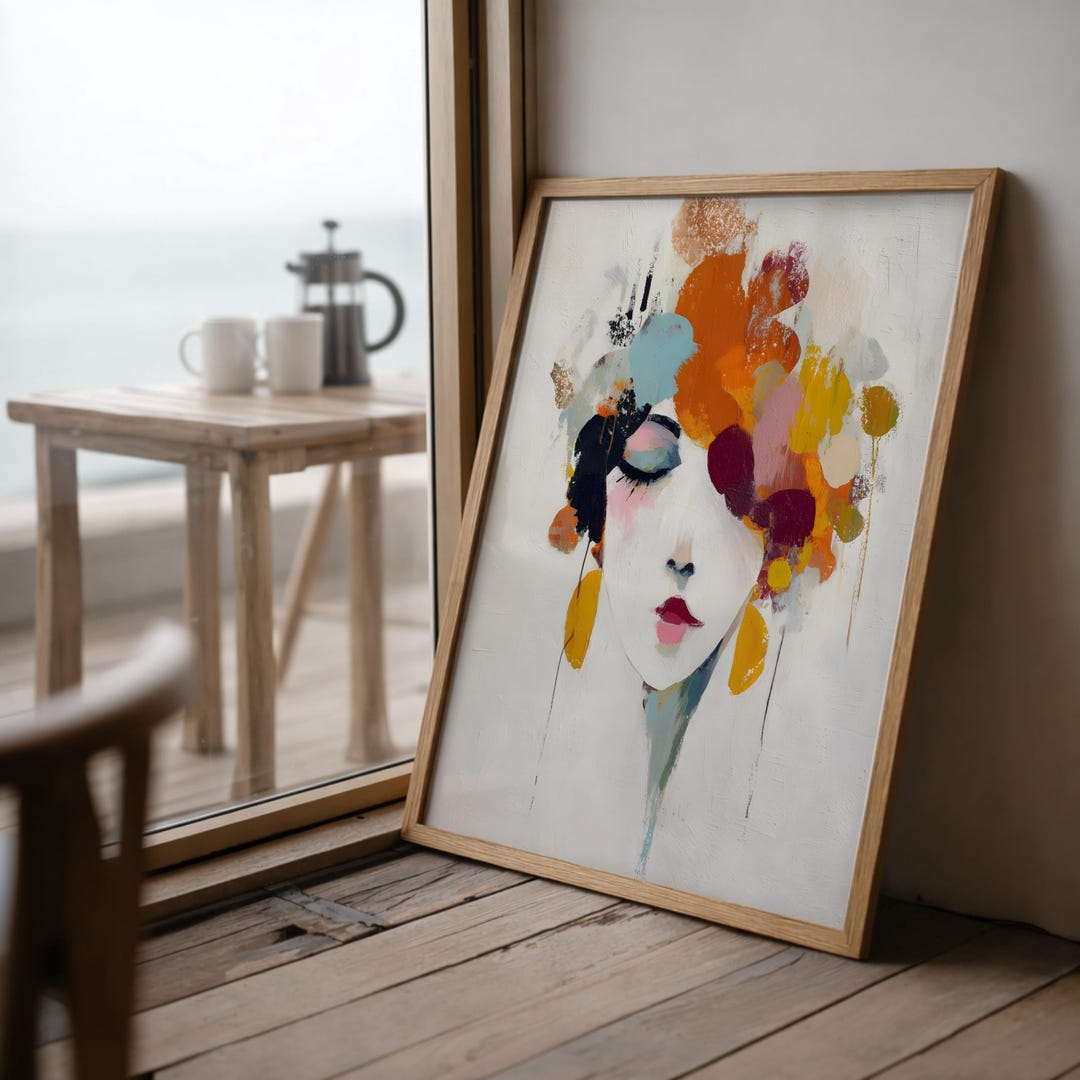 Abstract Woman Face Wall Art Print, Colorful Modern Portrait Printable ...