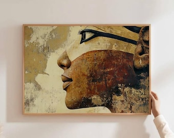 African Art, Boho style, Home Decor, Goddess, Egyptian Queen, Wall Decor (Digital Download)