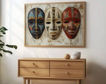 African Mask Print, Tribal, Wall Decor, Modern Art (Digital Download)