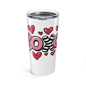 XOXO Love Tumbler 20oz - Valentinstag Geschenk, süßes Herz Thema Reisebecher, Sweet Romance Trinkgeschirr, Edelstahl, Thermobecher