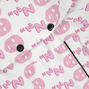 Niedliche Gesichtsmaske und ZZZs Bequeme Damen Satin-Pyjamas, entspannendes Nachtwäsche-Set Loungewear, Nachtwäsche