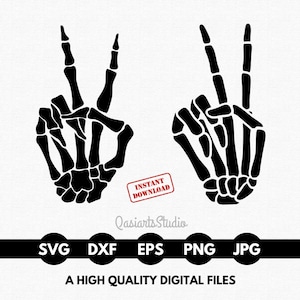 Skeleton Peace Sign Svg, Skeleton Peace Hand, Skeleton Peace Svg, Skeleton Peace Cut Files, Skeleton Hand Svg, Eps, Png - Digital Download