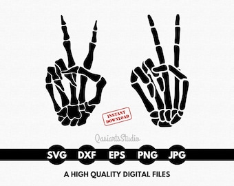 Skeleton Peace Sign Svg, Skeleton Peace Hand, Skeleton Peace Svg, Skeleton Peace Cut Files, Skeleton Hand Svg, Eps, Png - Digital Download