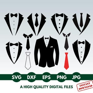 Suit and Tie SVG Bundle, Suit and Tie Png, Suit and Tie Vector, Suit and Tie Silhouette, Suit and Tie Jpg, Tuxedo Svg - Instant Download
