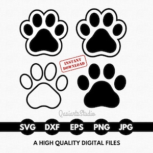 Dog Paw SVG Bundle, Animal Paw SVG, Dog Paw Silhouette, Dog Foot Print, Svg Files For Cricut, Vector, Clipart, Png, Eps - Digital Download