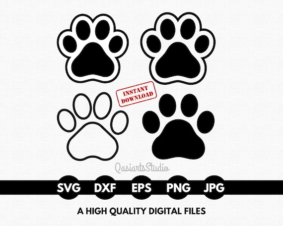Dog Paw SVG Bundle, Animal Paw SVG, Dog Paw Silhouette, Dog Foot Print, Svg Files For Cricut, Vector, Clipart, Png, Eps - Digital Download