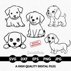 Cute Dog Svg Bundle, Cute Dog Clipart, Cute Puppy Svg, Cute Dog Svg Files for Cricut, Cute Dog Png, Eps, Dxf - Instant Digital Download