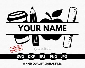 Monograma de profesor personalizado en formato SVG, nombre de profesor en formato SVG, nombre de profesor en formato PNG, archivos Cricut para profesor, nombre de profesor para camiseta, descarga digital