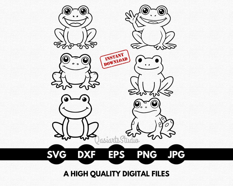 Frog SVG Bundle, Cute Frog Outline, Svg for Cricut, Frog Png, Cartoon ...