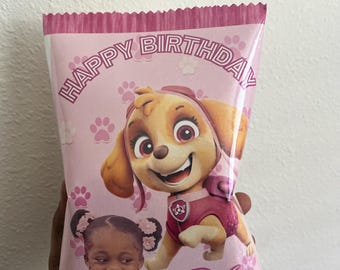 Princess Chip Bag Label, Chips Bag Wrapper, Birthday Party Favor,
