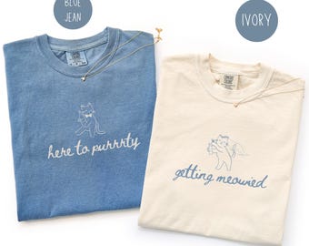 Getting Meowied Bachelorette Matching Shirts Comfort Color Custom Cat Bridal Party Tee Funny Wedding Crew Top Bride and Bridesmaid Cat Lover