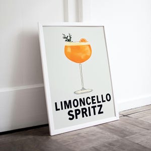 Limoncello Spritz Poster,Modern Cocktail Print, Minimalist Bar Cart Wall Art , Citrus Drink Kitchen Decor, Summer Aperitif Artwork
