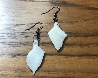 Gar Fish Scale Drop Earrings / Taxidermy / Oddity / Real Bone Jewelry / Gifts for her / Gifts for him / Unisex