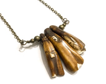 Antique Buffalo Tooth Necklace / Real Bone jewelry / Oddity / Gifts for her / Unisex / Brown