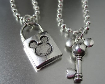 DISNEY MICKEY - Loving Lock and Key Set  - His and Hers - Wedding - Anniversary - Couple - Love - Valentines Day