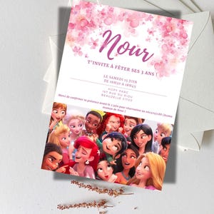 Princess birthday invitation card, editable invitation template for girls, high quality printable template