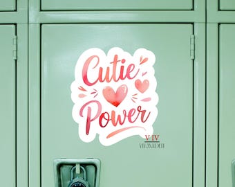 Cutie Power Mirror Sticker: Blush Pink Cutecore, Girl Power