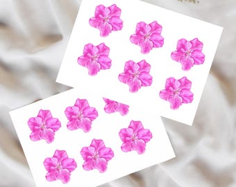 2” Pink Watercolor Flower Stickers – Floral Decals in  Matte, Glossy, or Holographic