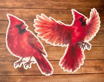 Cardinal Bird Sticker Set (2 Pack) Waterproof Matte