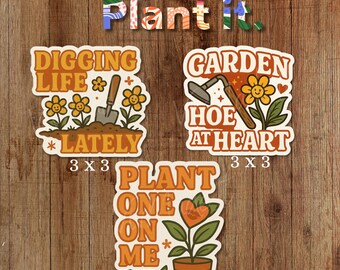 Funny Gardening Pun Stickers: Waterproof Matte Decal Set - Plant Lover Gift