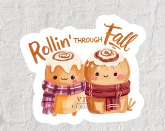 Cinnamon Roll Fall Sticker: Cozy Autumn Dessert Decor