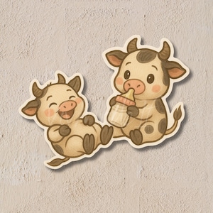 Baby Cows 5x4 Farmhouse Kawaii Sticker