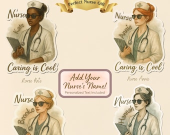 Personalized Nurse Sticker – Waterproof Matte, RN Gift