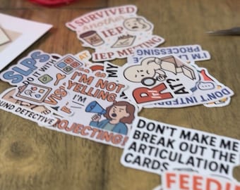 SLP Sticker Set: Speech Therapy Humor, 10-Piece Waterproof SLP Gift