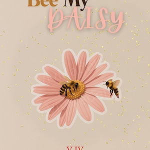 Bee My Daisy - Realistische Biene & pastellrosa Gänseblümchen die Cut Aufkleber | 10x11cm oder 13x11cm | Matt, glänzend oder seidenmatt Finish Bee Lover Geschenk