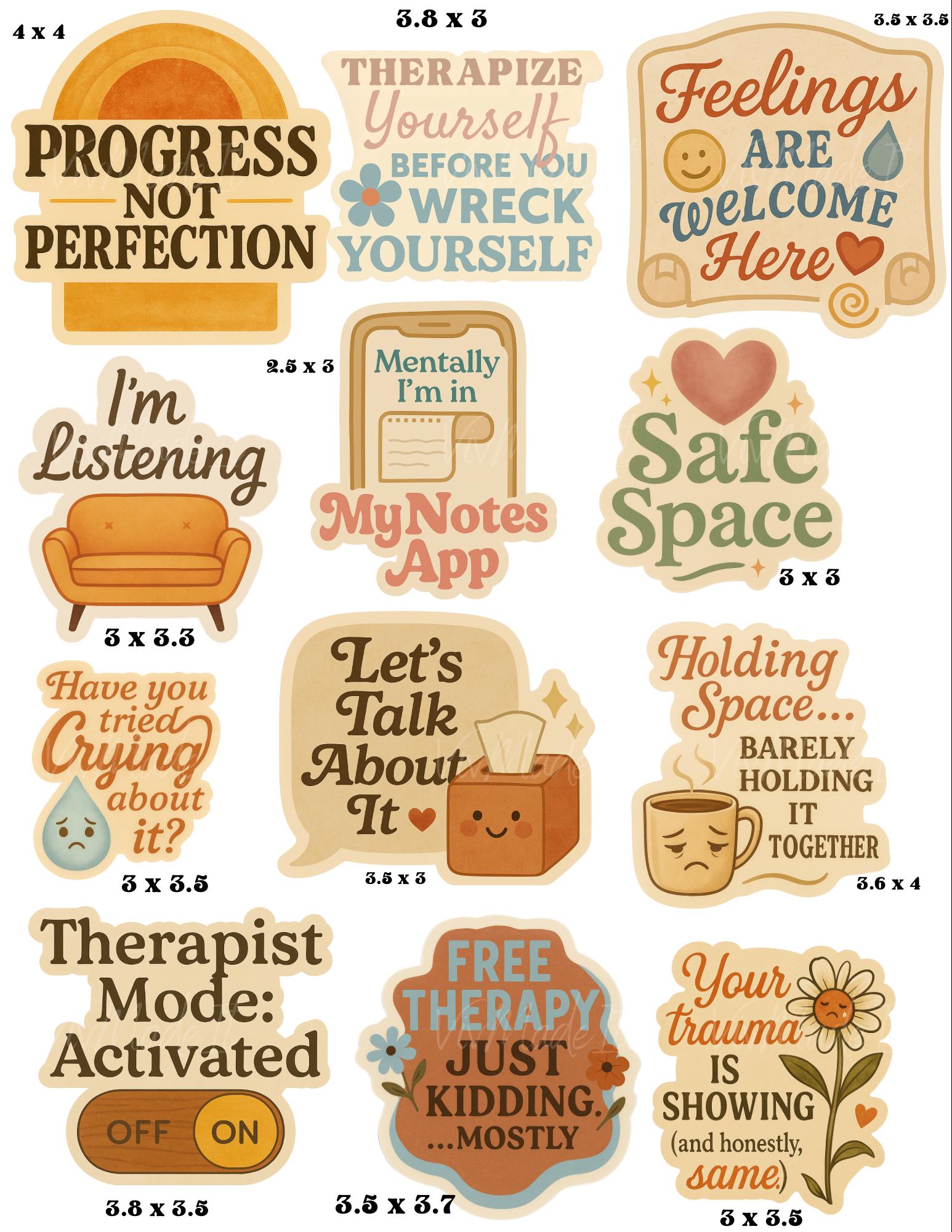 Therapist Sticker Set: Retro Mental Health Decals, School Counselor Gift