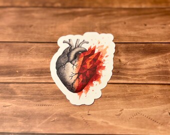 Anatomical Heart Sticker: Gothic Geometric Art - Medical Gift
