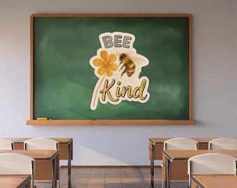 Bee Kind Watercolor Sticker: Inspirational Laptop Decal