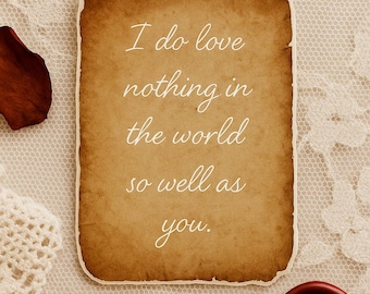 Shakespeare Love Quote Sticker: Vintage Parchment Wedding Favor - Valentines Day Sticker - Matte Waterproof