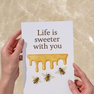 Bee Notecards: Honey Jar Flat Cards with Envelopes - Custom Message