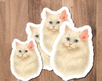 Fluffy White Persian Cat Sticker Waterproof