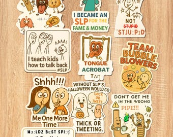 Funny SLP Sticker Pack: Speech Therapy Gifts for Therapists - Waterproof Matte