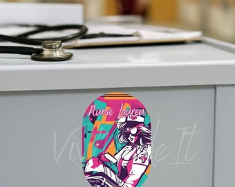 Custom Nurse Sticker – Retro Waterproof Vinyl Decal